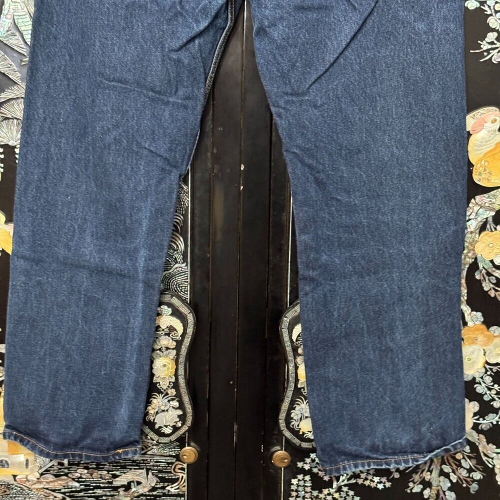 Levis 505 Straight Leg Dark Wash Denim Jeans Medium Blue 38x30 - Picture 6 of 14